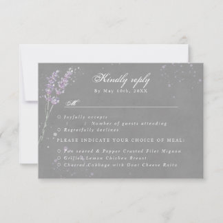 RSVP w meal choices watercolor lavender grey rsvp