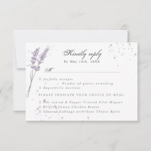 RSVP w meal choices watercolor lavender rsvp Card
