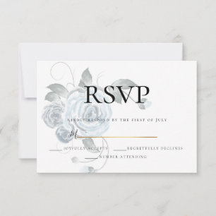 RSVP Watercolor Dusty Blue Floral Wedding