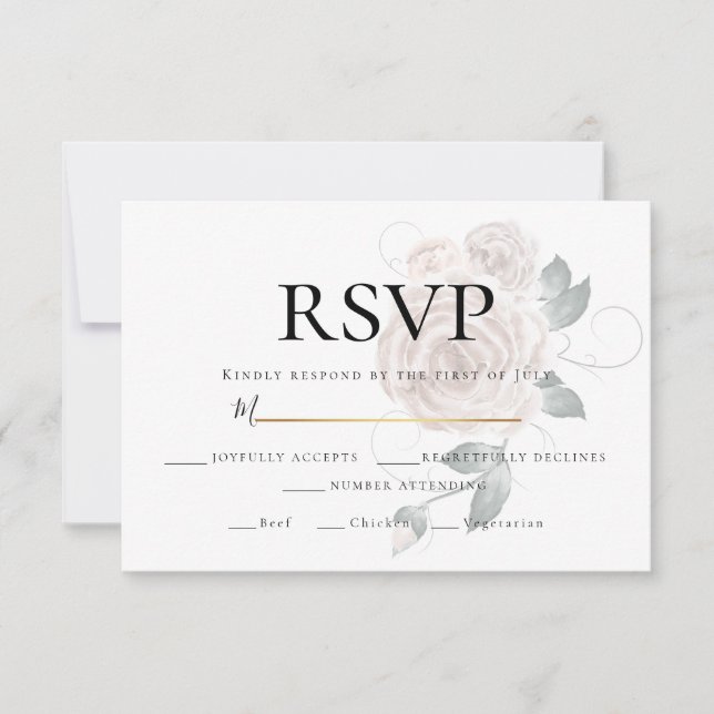 RSVP  | Watercolor Dusty Rose Pink Meal Choice (Front)