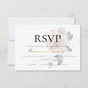 RSVP Watercolor Dusty Rose Pink Meal Choice Card