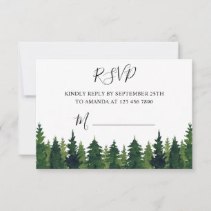 RSVP Watercolor Green Trees  Card