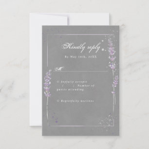 RSVP watercolor lavender grey wedding rsvp Card