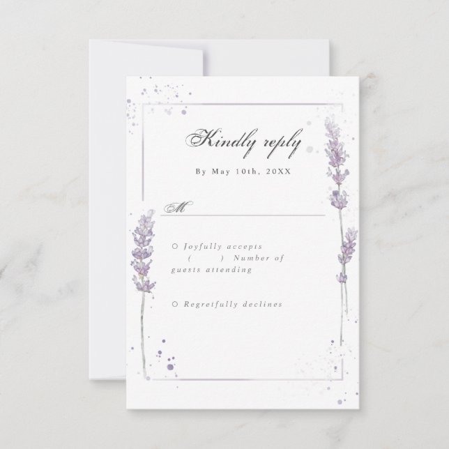 RSVP watercolor lavender wedding rsvp (Front)