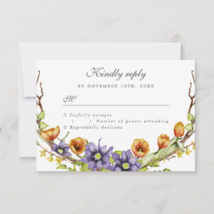 RSVP watercolor spring flowers Invitation