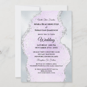 *~* RSVP Website Abstract Silver Foil AR13 Wedding Invitation