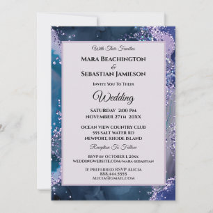 *~* RSVP Website AGATE AR13 Lavender Stars Wedding Invitation