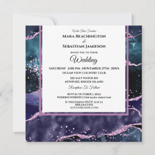 *~* RSVP Website AGATE Stars Purple AR13 Wedding Invitation