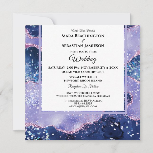 *~* RSVP Website Lavender AGATE AR13 Stars Wedding Invitation (Front)