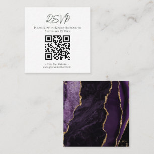 RSVP Website Purple Agate Gold Glitter Wedding Square Business Card