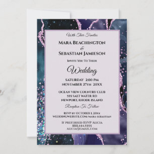 *~* RSVP Website - Purple AGATE Stars AR13 Wedding Invitation
