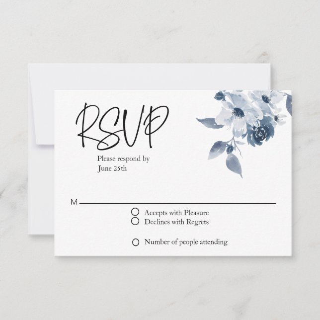 RSVP Wedding Blue Floral Card (Front)
