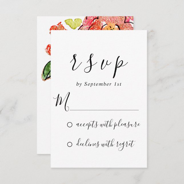 RSVP Wedding Bridal Shower Sweet16th Floral (Front/Back)