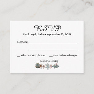 RSVP wedding cacti succulent flowers white Enclosure Card
