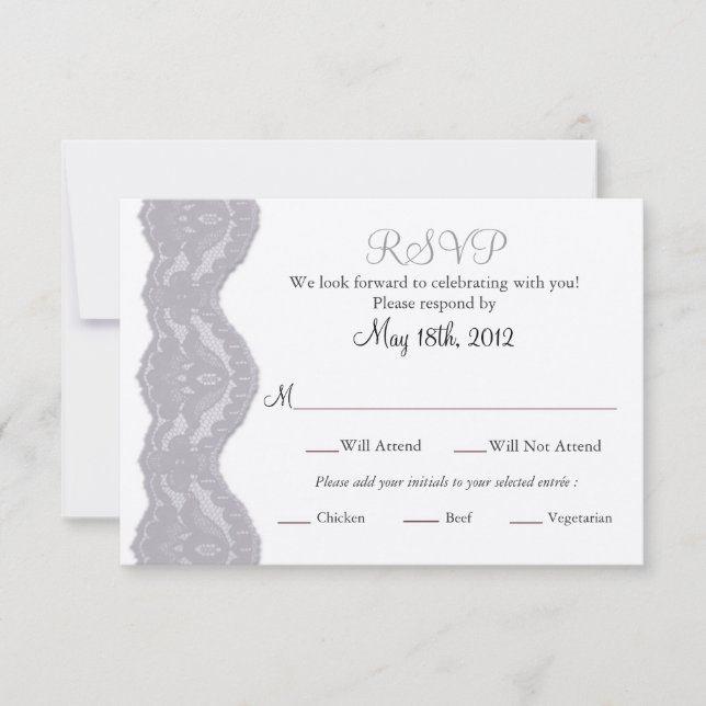 RSVP Wedding Card, Lace (Front)