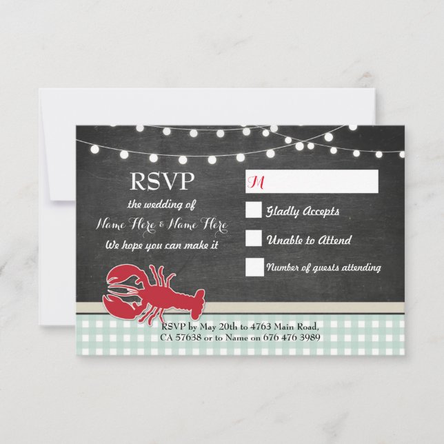 RSVP Wedding Cards Crawfish Boil Lobster Invites (Front)
