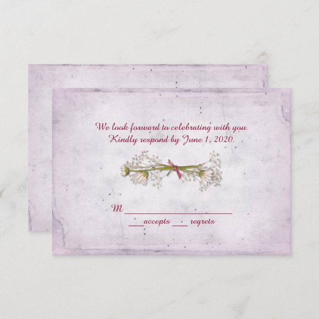 RSVP wedding- daisy bouquet with pearls Invitation (Front/Back)