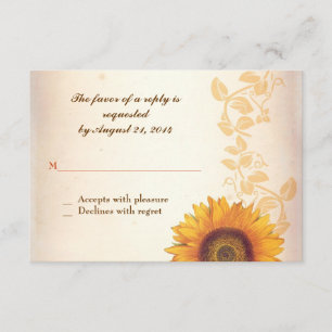 rsvp wedding design with sunflower