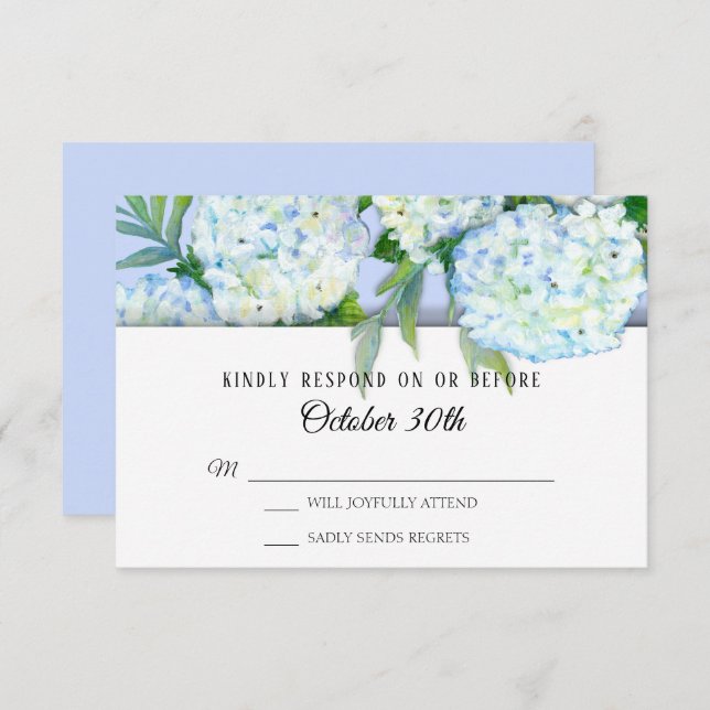 RSVP Wedding Floral Hydrangeas Art Periwinkle Blue Invitation (Front/Back)