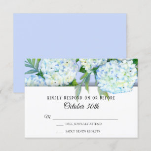 RSVP Wedding Floral Hydrangeas Art Periwinkle Blue Invitation