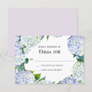 RSVP Wedding Floral Lilac n White Hydrangeas Invitation