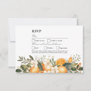 RSVP Wedding Flowers Oranges Fruit Florals Invitation