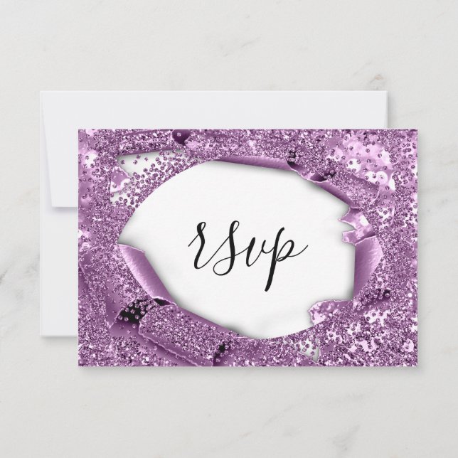RSVP Wedding Glitter Bridal White Violet Purple (Back)