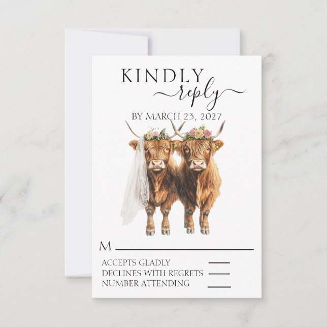 RSVP Wedding Highland cow (Front)