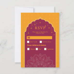 RSVP Wedding Indian Temple Palace Mustard  Invitation