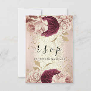 RSVP  Wedding Marsala Florals Roses PinkGlam