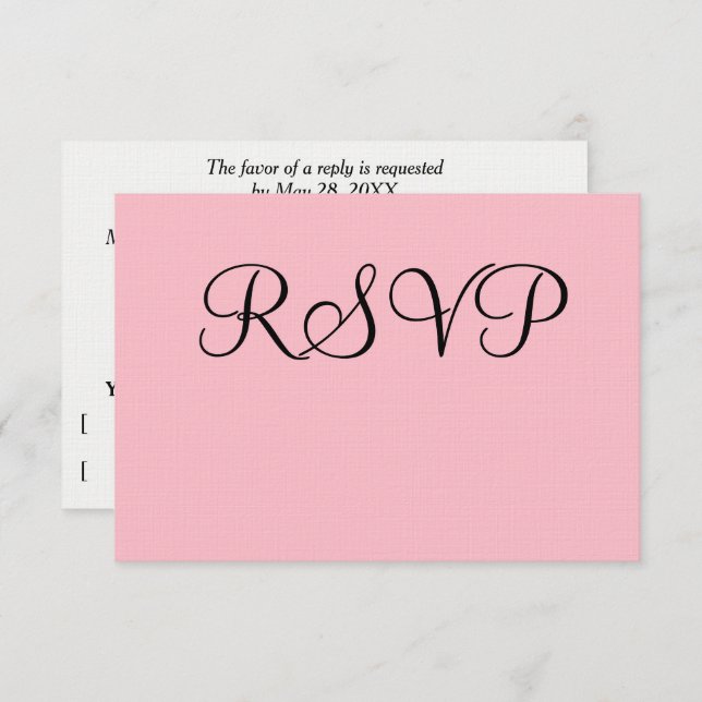 RSVP Wedding Pink Rose Bouquet Silver (Front/Back)