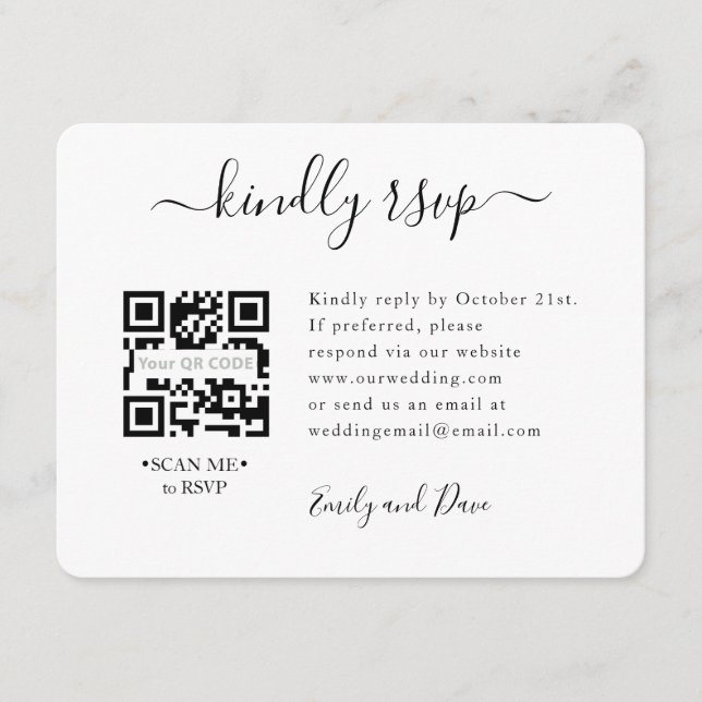 RSVP Wedding QR CODE Enclosure Card (Front)