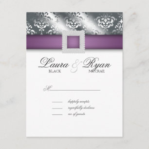 RSVP Wedding Reply Card Jewel Purple Silver