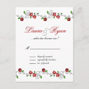 RSVP Wedding Reply Card Paris France Red Roses