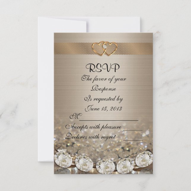 RSVP wedding response card diamonds and satin (Front)