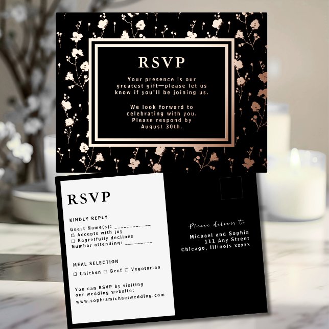 RSVP Wedding Response Card Flowers Luxury Foil (Creator Uploaded)
