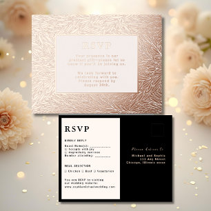 RSVP Wedding Response Card Modern Rose Gold Luxe