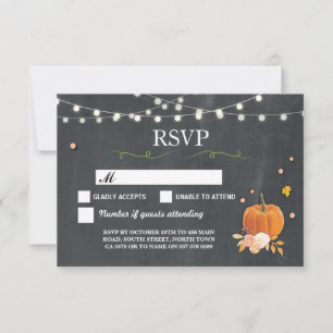 RSVP Wedding Rustic Chalk Pumpkin Respond Cards