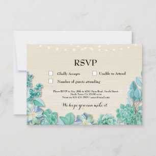 RSVP Wedding Rustic Mint Succulents Cards Invites