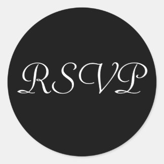 RSVP Wedding Sticker -Black with White Letters