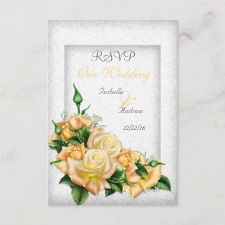RSVP Wedding Stunning Yellow Rose Bouquet Invitation