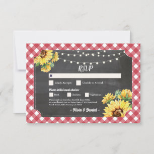 RSVP Wedding Sunflower Red White Engagement  Invitation