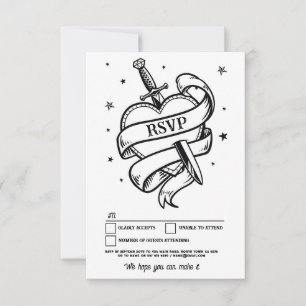 RSVP Wedding Tattoo Traditional Rock Heart Invitation