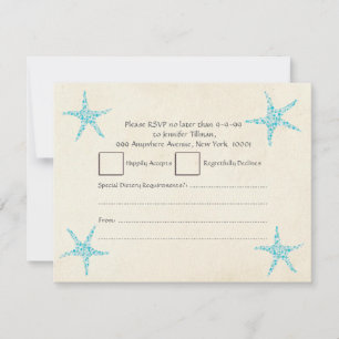 RSVP Wedding Turquoise Aqua Starfish Invitation