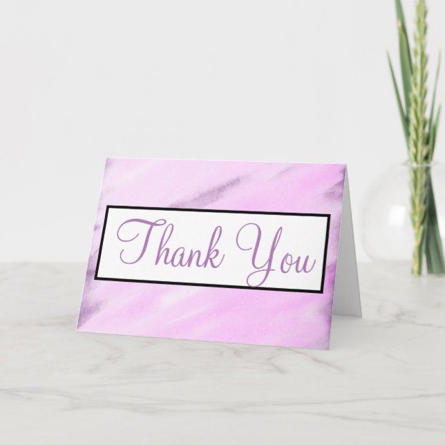 RSVP Wedding Violet Purple Watercolor Monogram Thank You Card (Front)