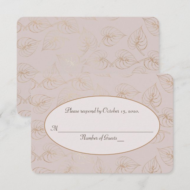 RSVP Wedding Vow Renewal gold foil leaf Invitation (Front/Back)