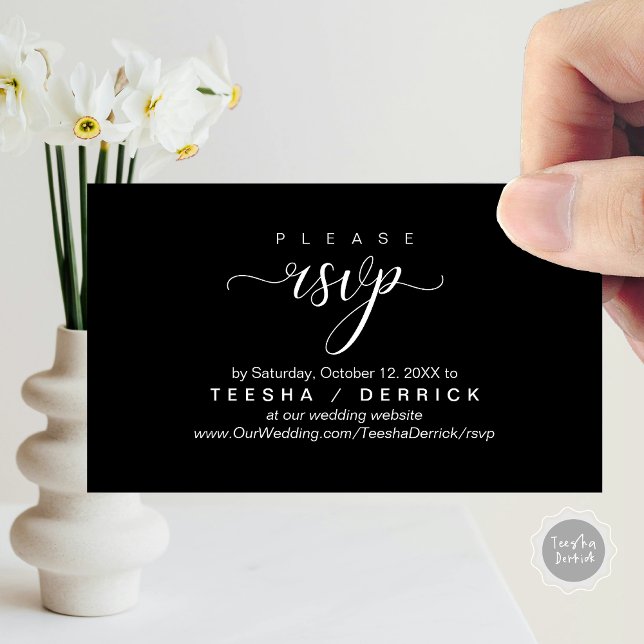 RSVP Wedding Website Reminder, Modern Classy  Enclosure Card (RSVP Wedding Website Reminder, Modern Classy Enclosure Card, in Classy Black)