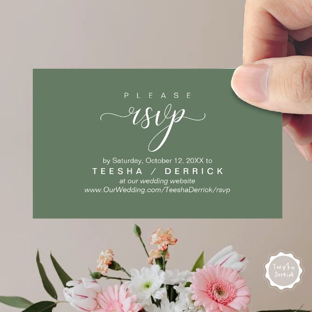 RSVP Wedding Website Reminder, Modern Classy  Enclosure Card (RSVP Wedding Website Reminder, Modern Classy Enclosure Card, in Forest Sage Green)