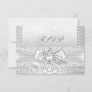 RSVP Wedding White Pearl Lace Damask Diamond