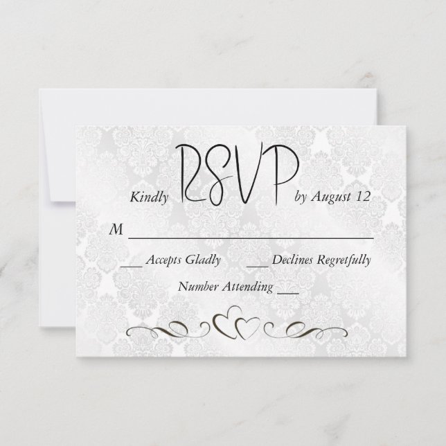 RSVP Wedding White Satin Damask  (Front)